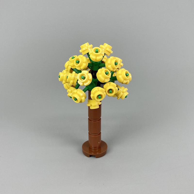 Ensemble de pièces pour une scène de jardin MOC, ensemble de blocs de construction de fleurs et d'arbres, scène de cour de mariage
