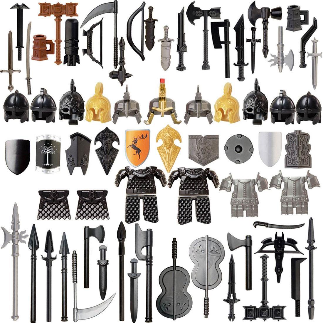 Compatible avec les accessoires de figurines de construction en plastique, les armures militaires, les blocs de construction de casques, les ensembles d'armes et d'équipements de protection