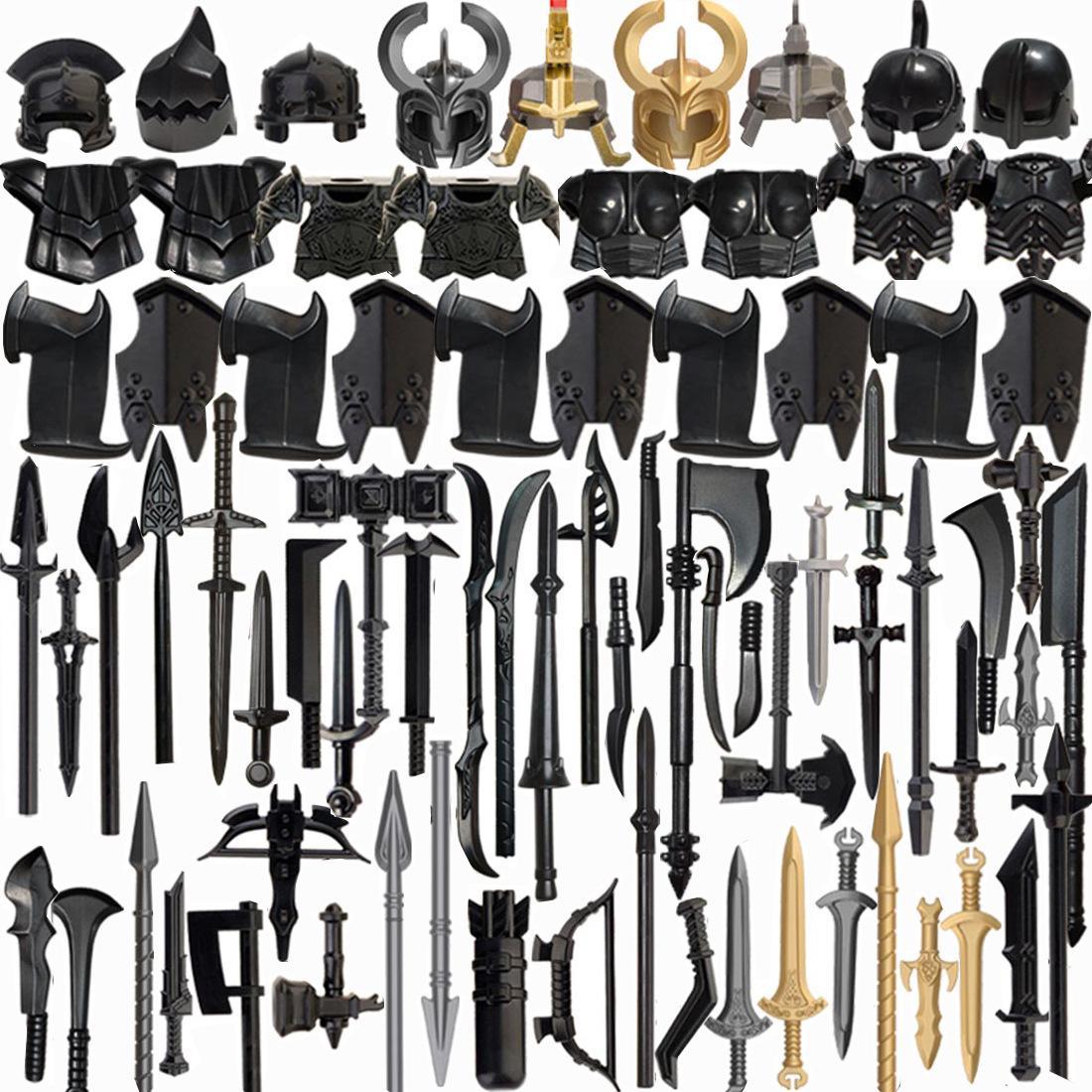 Compatible avec les accessoires de figurines de construction en plastique, les armures militaires, les blocs de construction de casques, les ensembles d'armes et d'équipements de protection