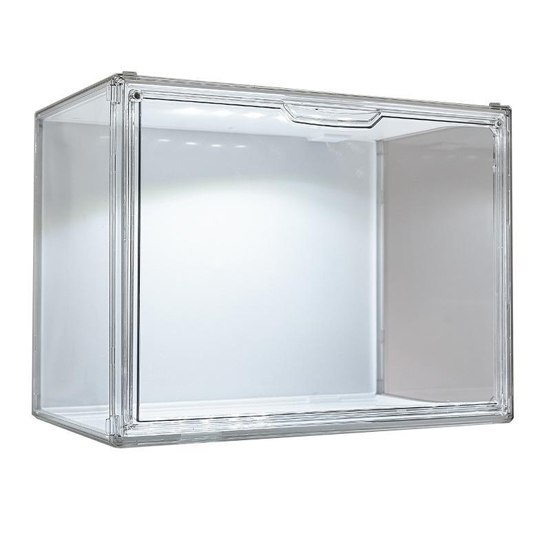Boîte d'exposition pour maquettes MOC avec éclairage, armoire de rangement transparente et lumineuse pour figurines, couvercle anti-poussière transparent à LED activé par le son