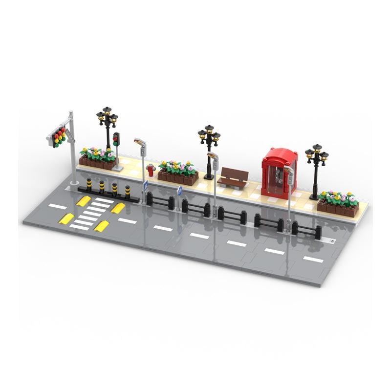 Blocs de construction compatibles MOC à petites particules, ensemble de blocs de construction pour scène de rue, plaques de base pour route, éléments de plaques d'autoroute pour scène de rue