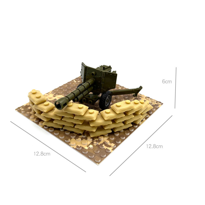 Ensemble de décor militaire désertique, ensemble de décor de camp de commandement avec poste de sentinelle, scène MOC à assembler soi-même avec de petits blocs de construction.-BricksBulk.Fr