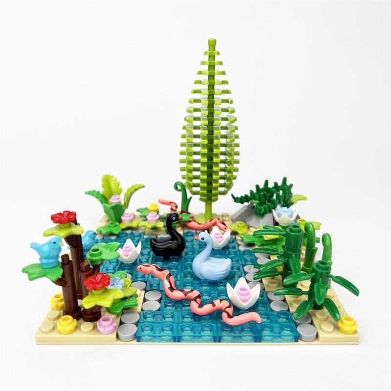 MOC Bauernhof-Szene-Bausteinset, Haus- und Gartenbausteine – Montageteile