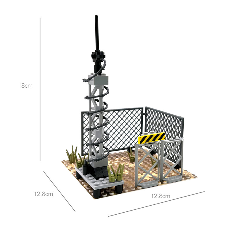 Ensemble de décor militaire désertique, ensemble de décor de camp de commandement avec poste de sentinelle, scène MOC à assembler soi-même avec de petits blocs de construction.-BricksBulk.Fr