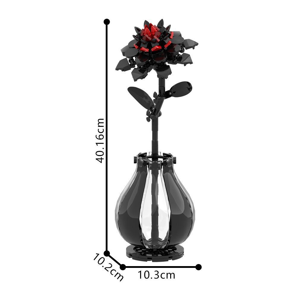 Ensemble MOC Dahlia rouge d'Halloween, compatible avec les modèles d'affichage floral en petites briques