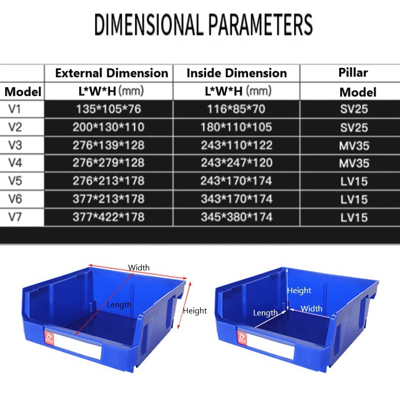 Boîte de rangement de pièces à double usage, boîte de tri de pièces à fixation arrière, boîte de rangement d'outils modulaire, boîte de classification à ouverture inclinée