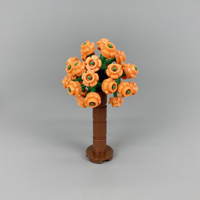 Ensemble de pièces pour une scène de jardin MOC, ensemble de blocs de construction de fleurs et d'arbres, scène de cour de mariage