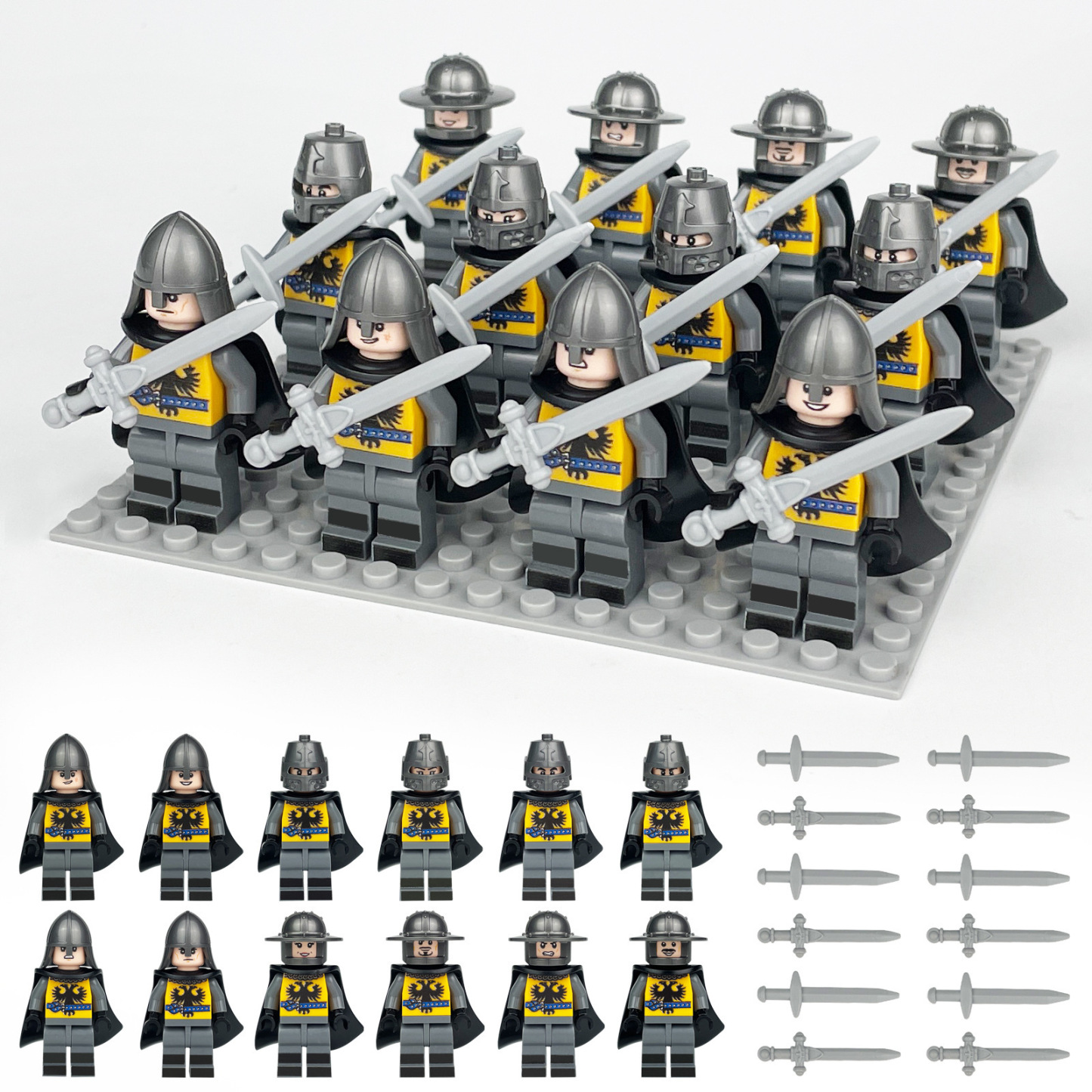 Ensemble de 99 figurines de chevaliers médiévaux, accessoires d'armes pour soldats militaires (1813), figurines de soldats de château.