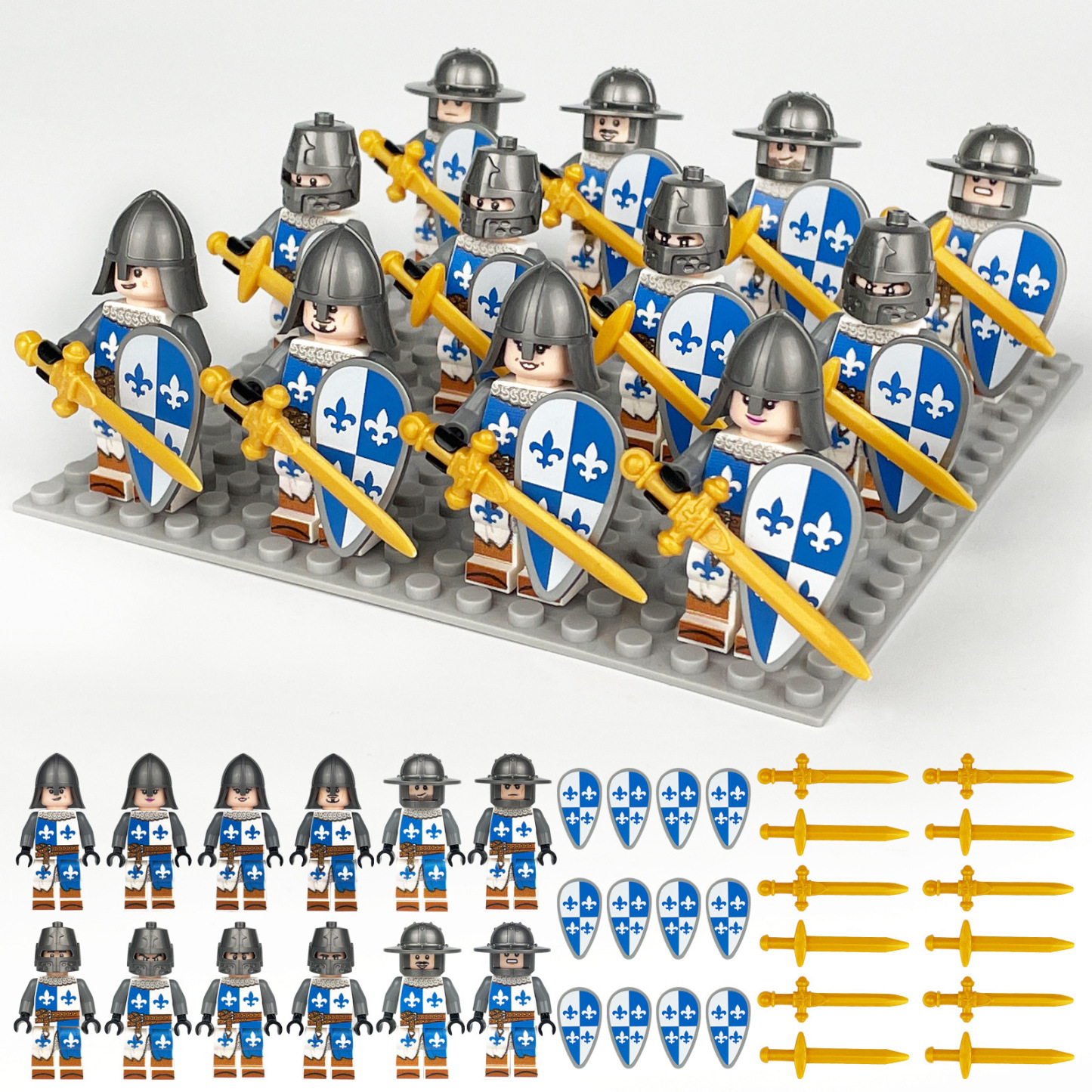 Ensemble de 99 figurines de chevaliers médiévaux, accessoires d'armes pour soldats militaires (1813), figurines de soldats de château.