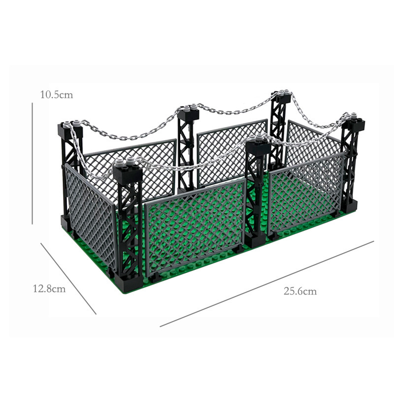 Clôture militaire en chaînes, filet de protection pour dinosaures, scène MOC avec petits blocs de construction-BricksBulk.Fr