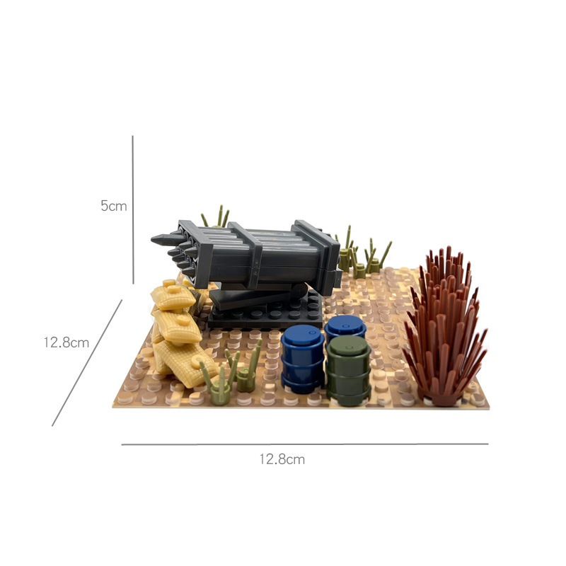 Ensemble de décor militaire désertique, ensemble de décor de camp de commandement avec poste de sentinelle, scène MOC à assembler soi-même avec de petits blocs de construction.-BricksBulk.Fr
