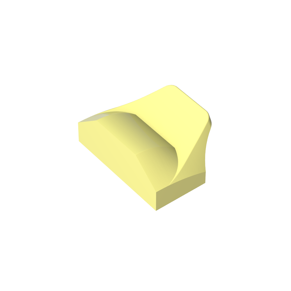 Coin incurvé 1 x 2 x 2/3 sans goujons, extrémité à ailettes-MyGobricksFr