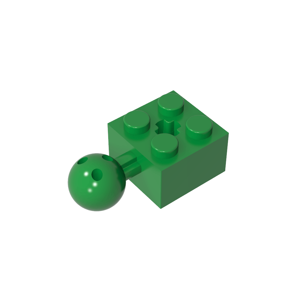 Brique Technic modifiée 2 x 2 avec trou pour rotule et axe, avec 6 trous dans la rotule-MyGobricksFr