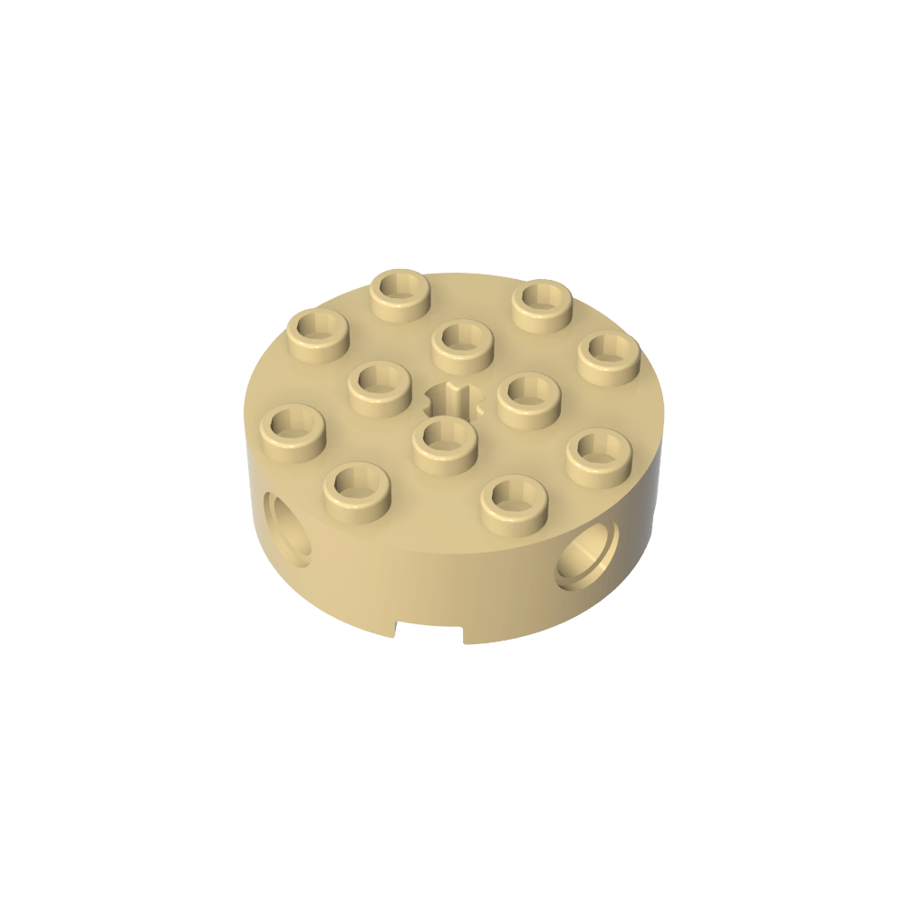 Brique ronde 4 x 4 avec 4 trous latéraux pour goupilles et un trou central pour l'axe-MyGobricksFr