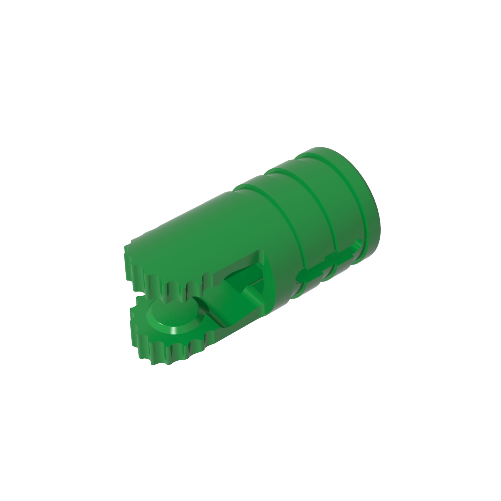 Hinge Cylinder 1 x 2 Locking with 2 Click Fingers and Axle Hole, 9 Teeth
