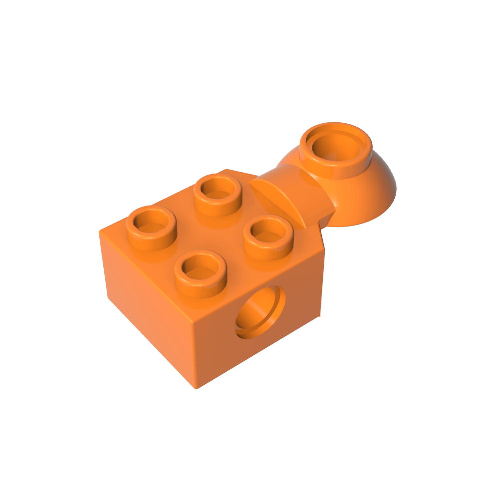Brique Technic spéciale 2 x 2 avec trou pour goupille, demi-rotule de rotation [Horizontal supérieur]-BricksBulk.Fr