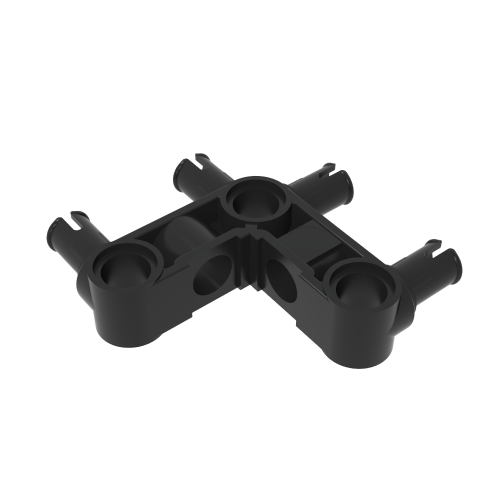 Connecteur à broches Technic, moyeu perpendiculaire 3 x 3 plié avec 4 broches (crêtes de broches sur toute la pièce)-BricksBulk.Fr