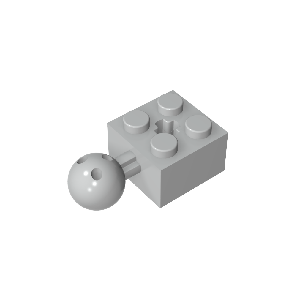 Brique Technic modifiée 2 x 2 avec trou pour rotule et axe, avec 6 trous dans la rotule-MyGobricksFr