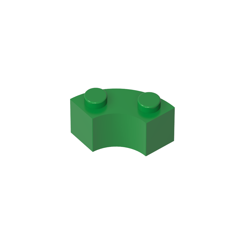 Brique d'angle arrondie 2 x 2 Macaroni avec encoche pour tenon et dessous renforcé [Nouveau style]-MyGobricksFr