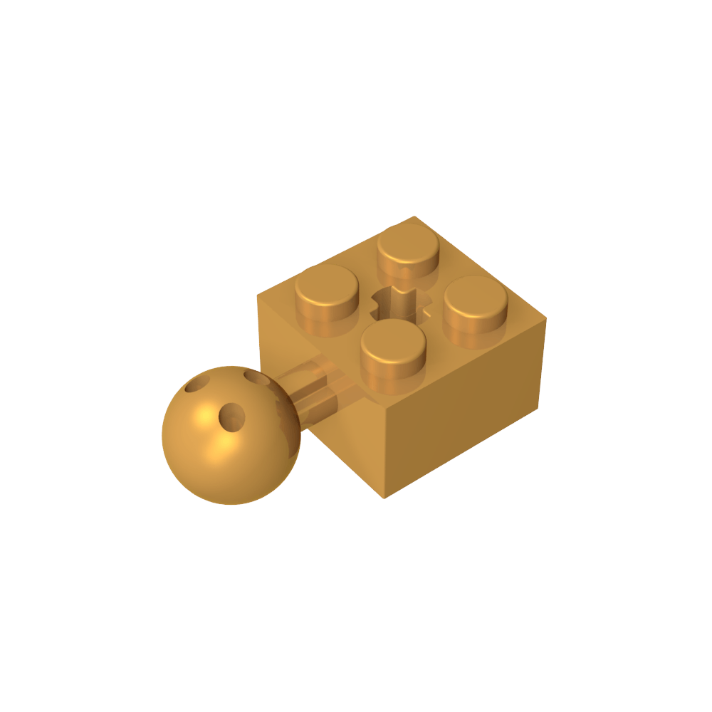 Brique Technic modifiée 2 x 2 avec trou pour rotule et axe, avec 6 trous dans la rotule-MyGobricksFr