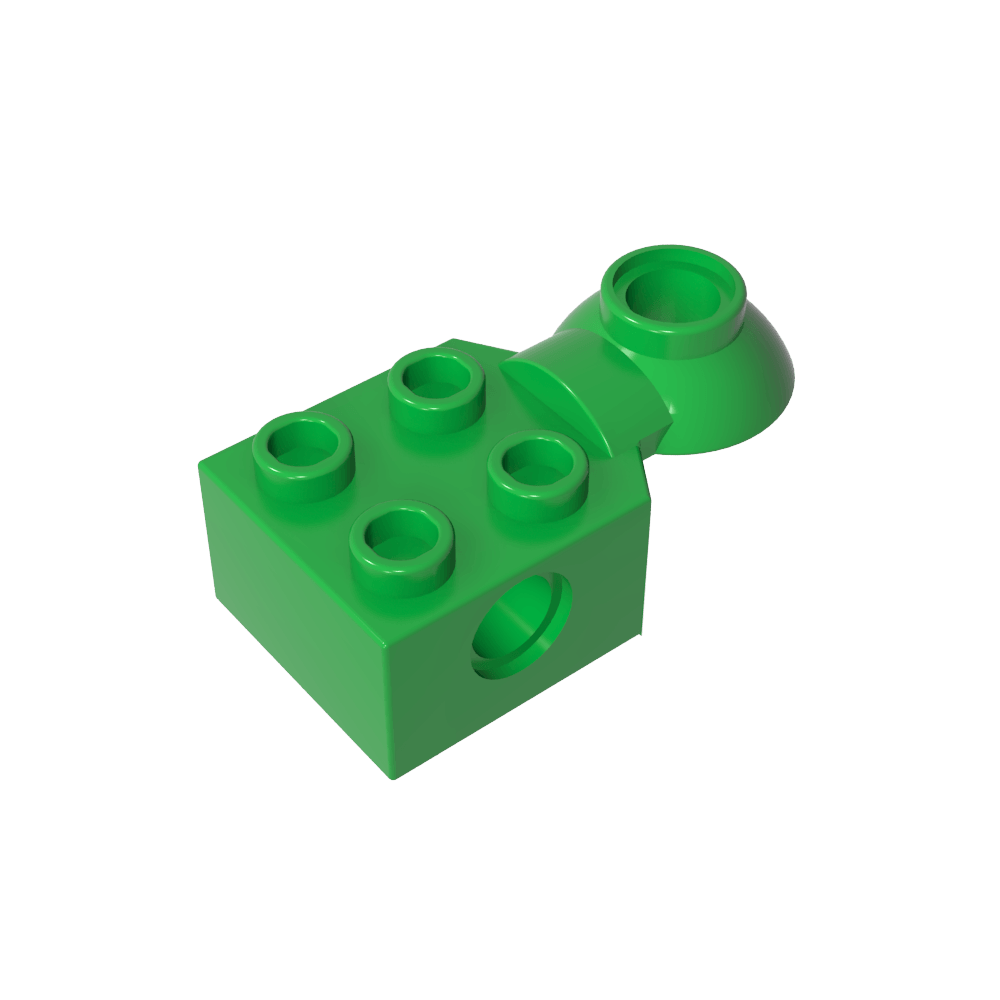 Brique Technic spéciale 2 x 2 avec trou pour goupille, demi-rotule de rotation [Horizontal supérieur]-BricksBulk.Fr