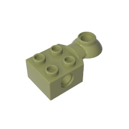Brique Technic spéciale 2 x 2 avec trou pour goupille, demi-rotule de rotation [Horizontal supérieur]-BricksBulk.Fr
