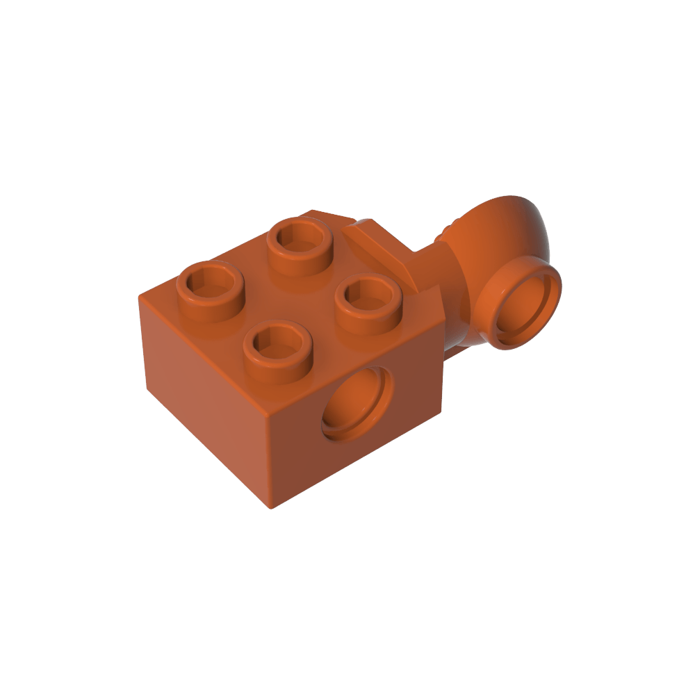 Brique Technic spéciale 2 x 2 avec trou pour goupille, demi-rotule de rotation [côté vertical]-BricksBulk.Fr