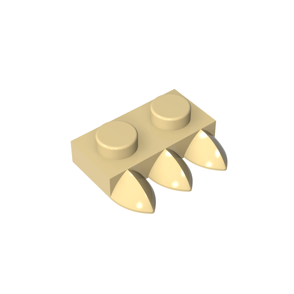 Plaque spéciale 1 x 2 à trois dents [Tri-Tooth]-MyGobricksFr