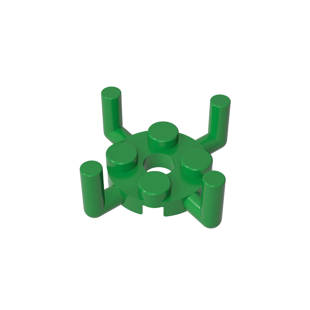 Plaque ronde 2 x 2 avec trou pour goupille et 4 bras vers le haut-MyGobricksFr