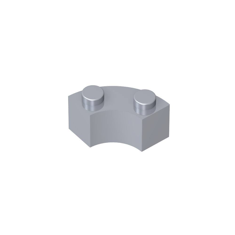 Brique d'angle arrondie 2 x 2 Macaroni avec encoche pour tenon et dessous renforcé [Nouveau style]-MyGobricksFr