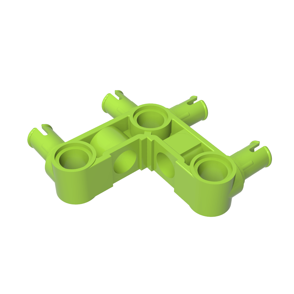 Connecteur à broches Technic, moyeu perpendiculaire 3 x 3 plié avec 4 broches (crêtes de broches sur toute la pièce)-BricksBulk.Fr