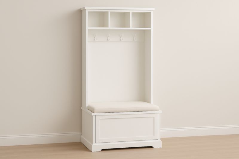 Banc de Vestiaire avec Rangements et Crochets en Bois Composite