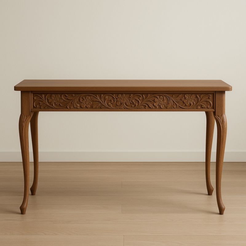 Table Console en Bois Sculpté Chêne Marron 120x40x75 cm