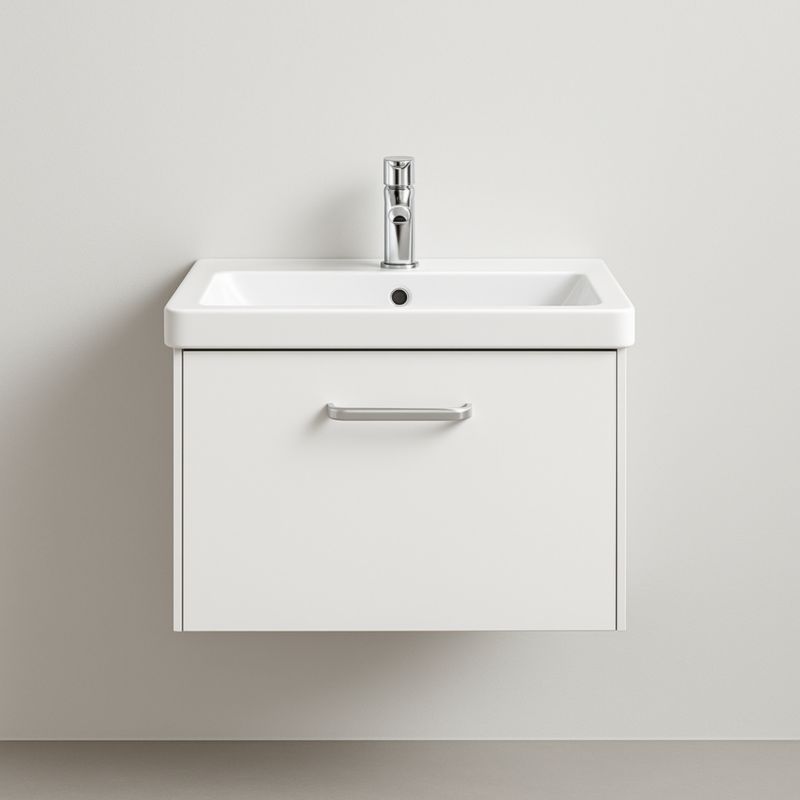 Lavabo mural céramique blanc 60x45cm avec meuble