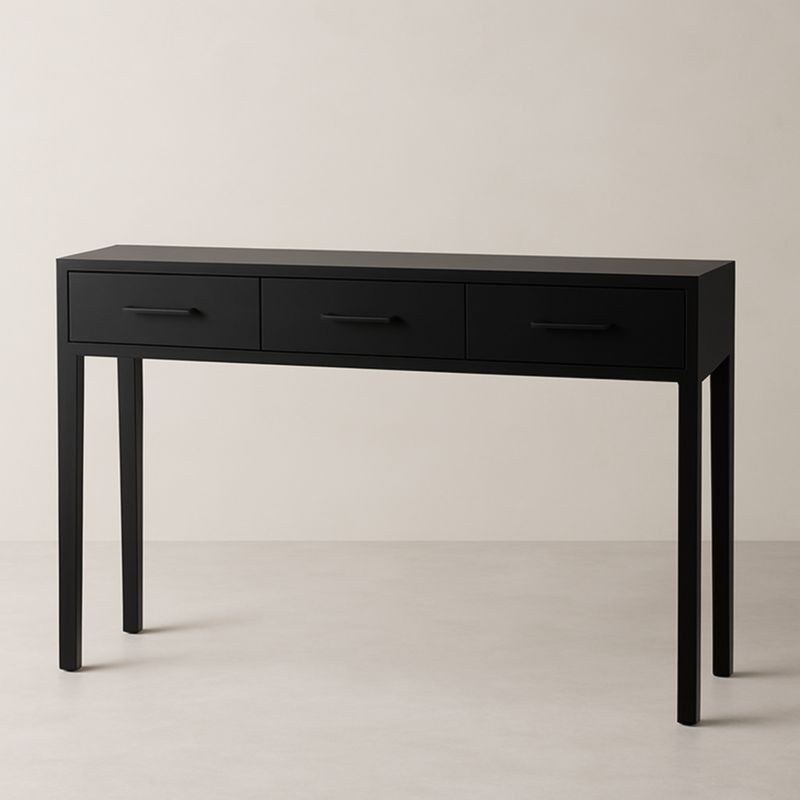 Console en bois et métal noir avec 3 tiroirs