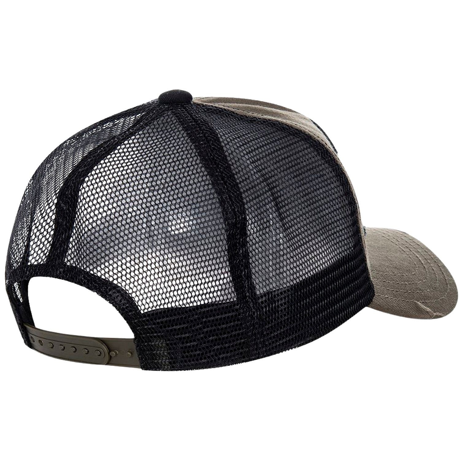 Von Dutch Square Patch Distressed Olive Trucker Snapback Cap