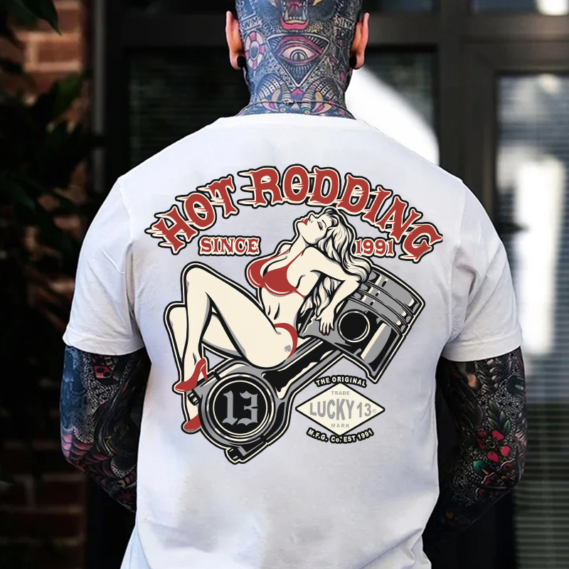 HOT RODDING Sexy Lady Black Print T-shirt