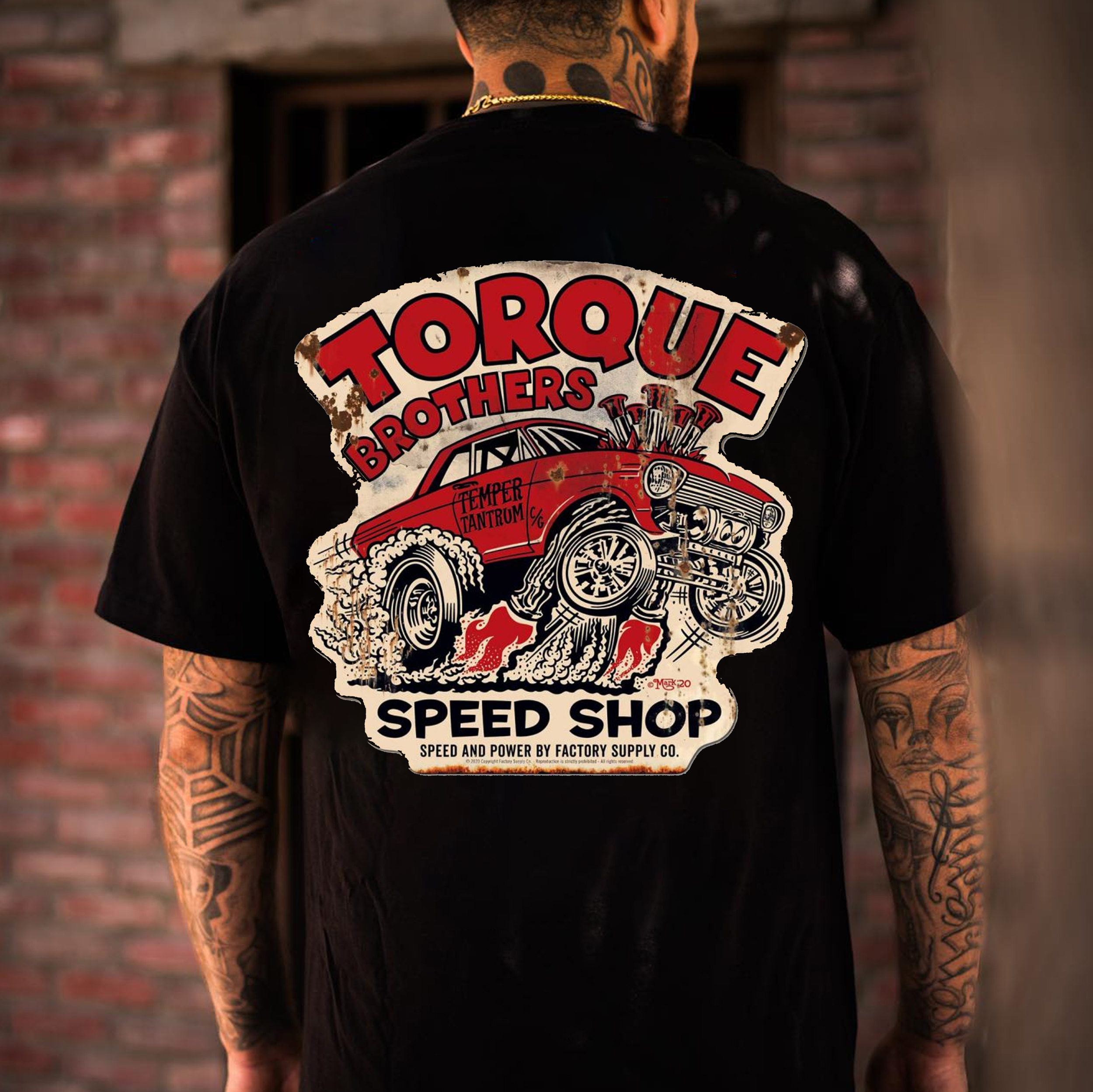 TORQUE BROTHERS SPEED SHOP Classic Car Print Men's T-shirt