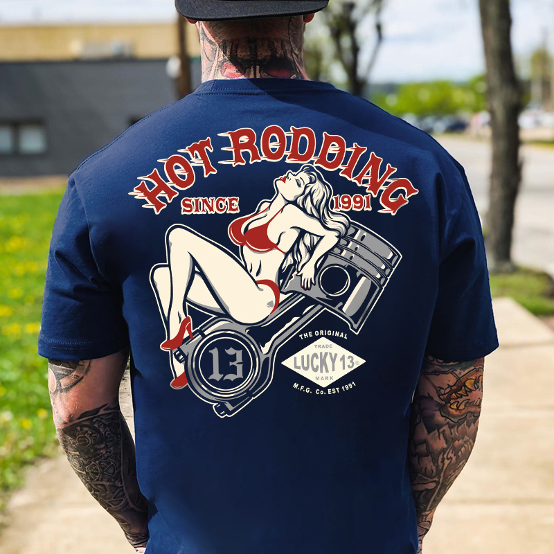 HOT RODDING Sexy Lady Black Print T-shirt