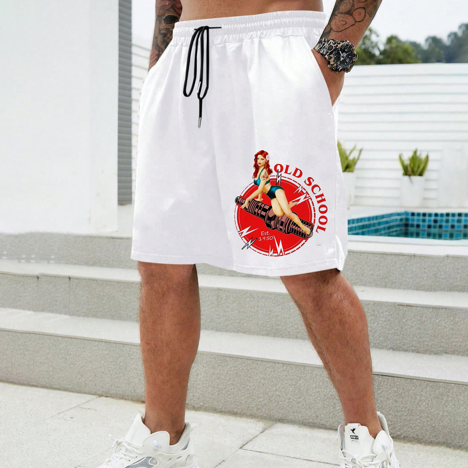 OLD SCHOOL Sexy Lady Print Men's Shorts