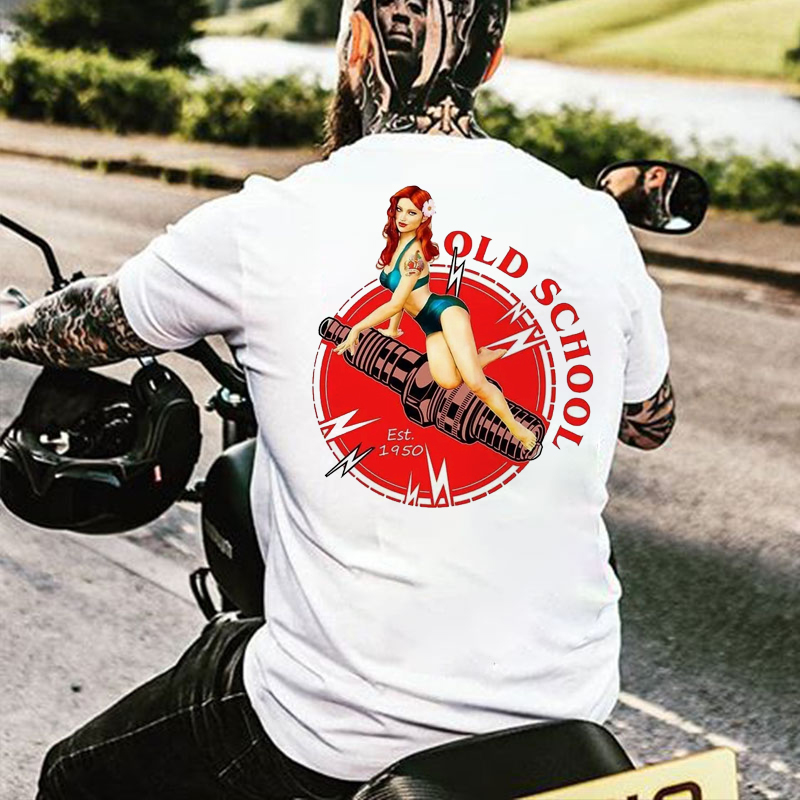 OLD SCHOOL EST 1950 Sexy Lady White Print T-shirt