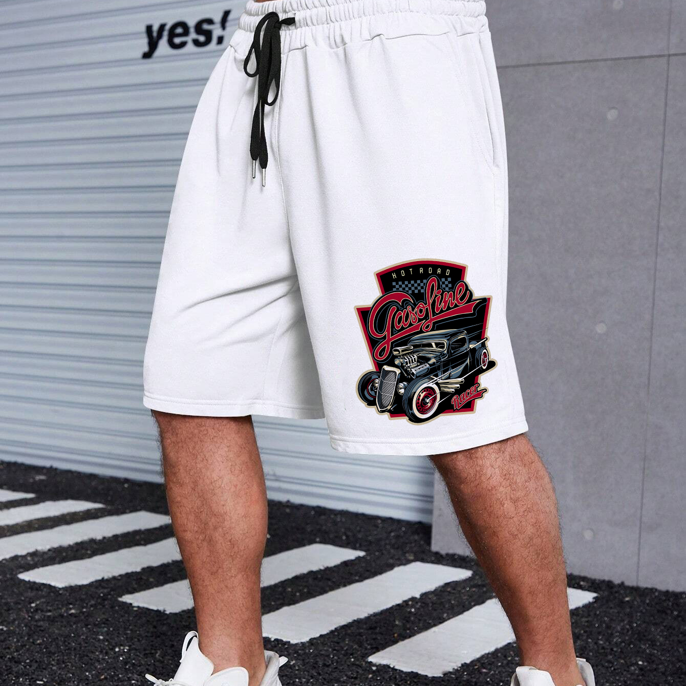 HOT ROAD GASOLINE RACER Classic Car Print Men's Shorts