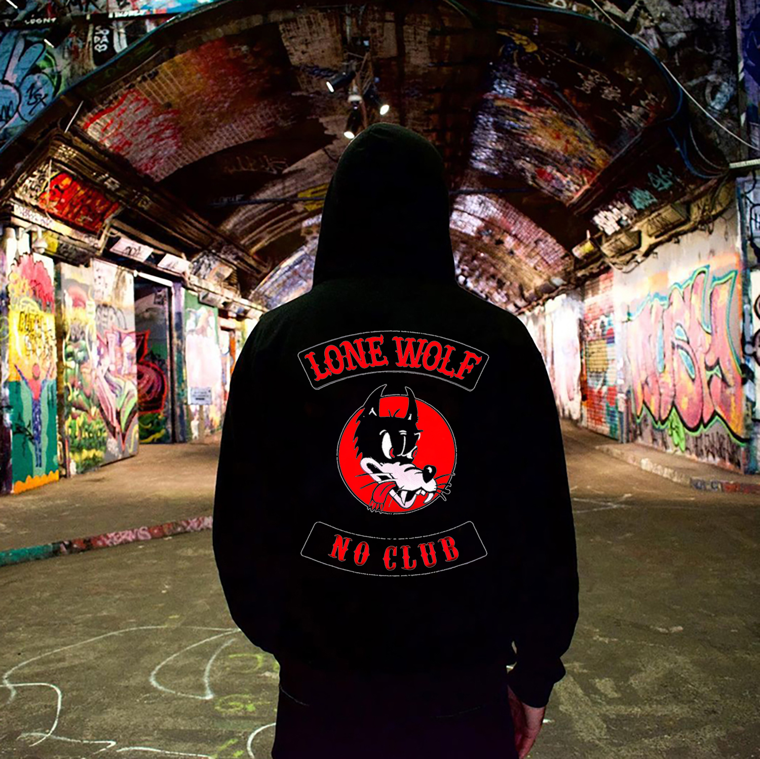 LONE WOLF NO CLUB Print Men's Hoodie