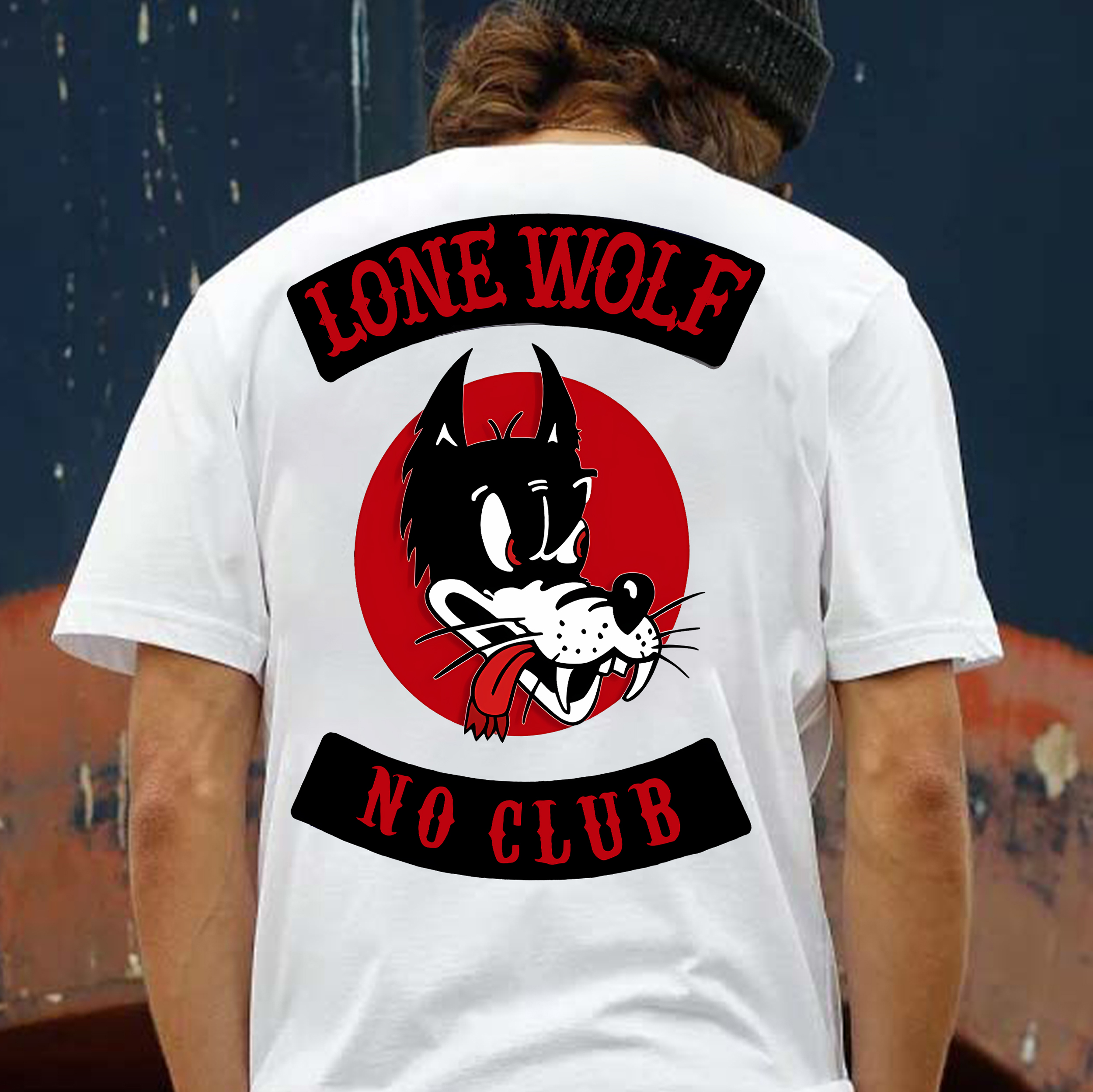 LONE WOLF NO CLUB White Print T-Shirt