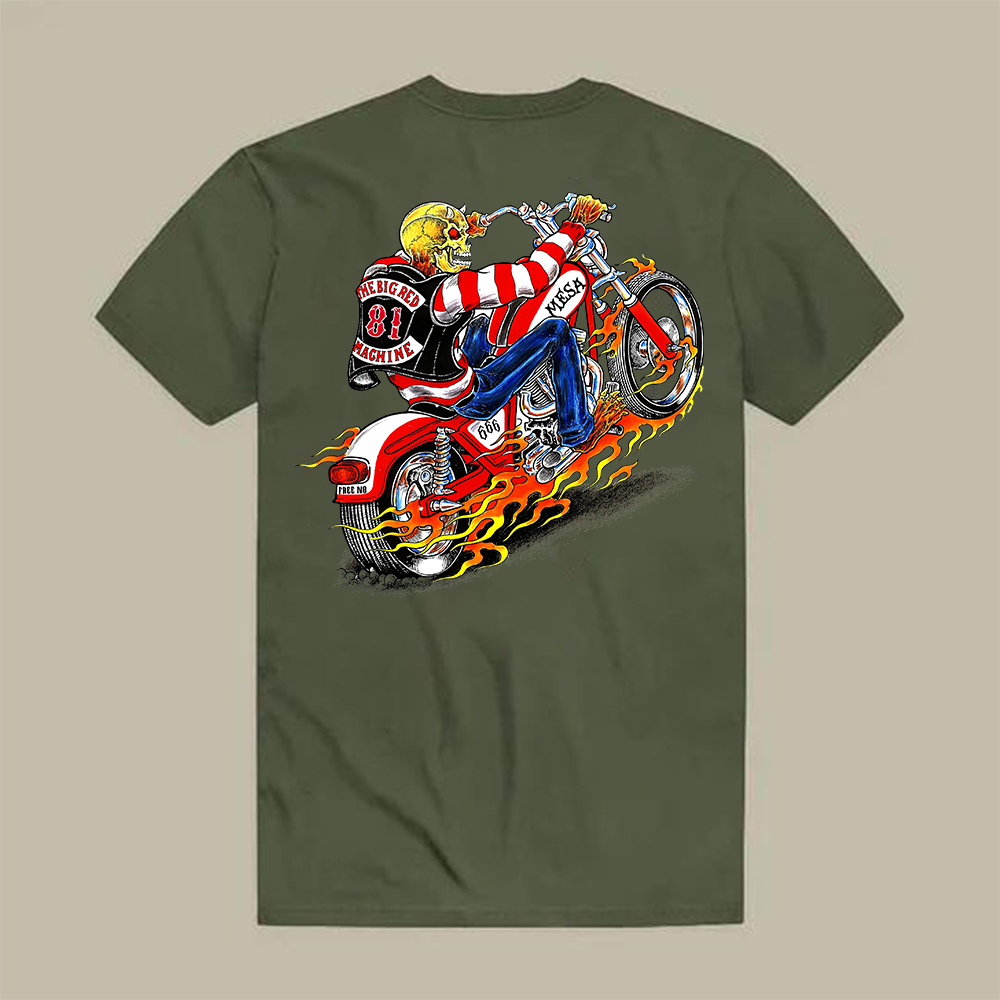 Fire Rider Skull Printed Men's T-shirt