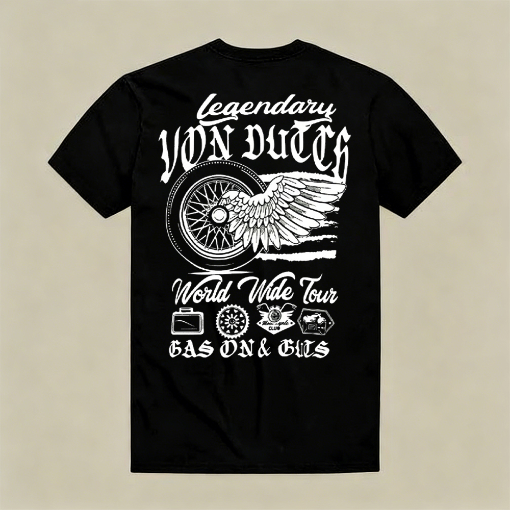 Legendary Von Dutch World Wide Tour Gas On & Gits Printed Men's T-shirt