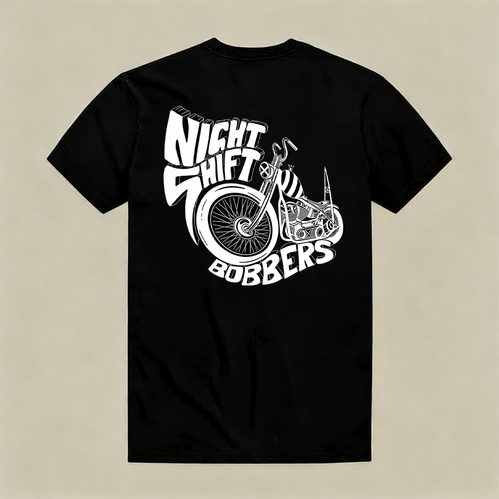 Night Shift Bobbers Motorcycle Art Printed Men's T-shirt