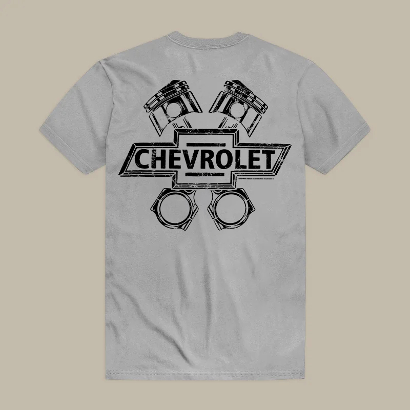 Chevrolet Vintage Piston Crossbones Graphic Printed Men's T-shirt