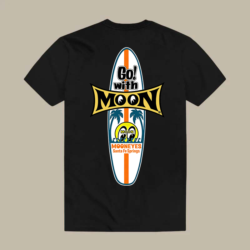 Go With Moon Mooneyes Surfboard Retro Printed Men's T-shirt