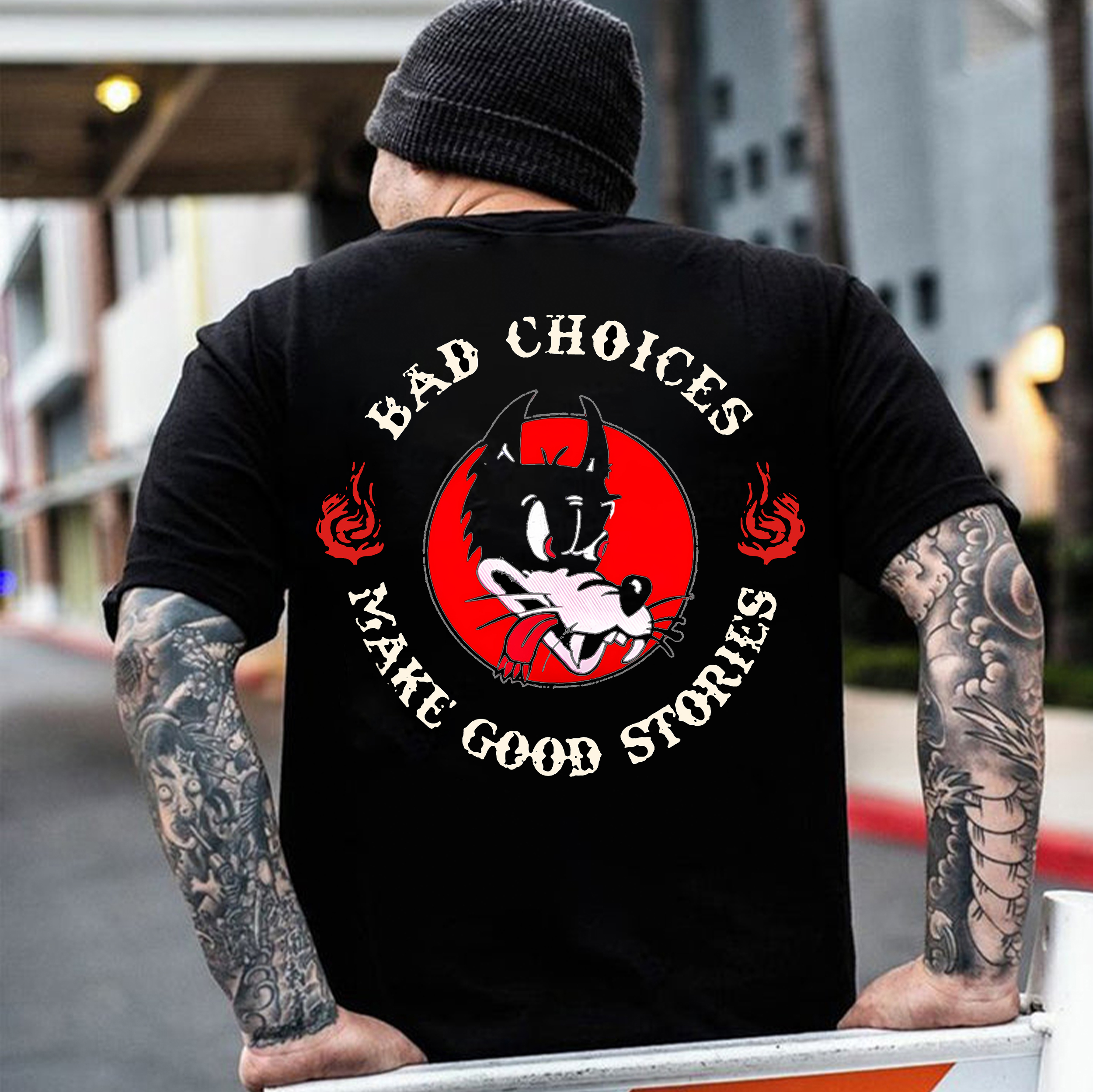 BAD CHOICES MAKE GOOD STORIES Wolf Print Men's T-shirt